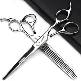 Набір професійних ножиць для грумінгу тварин 7/7.5 дюймів (Японія) 440C, вигнуті та розріджуючі, 3 шт. (фіолетовий)