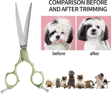 Професійна вигнута фен-ножиці для собак 16,5 см, 440C, нержавіюча сталь, з легким алюмінієвим руків'ям