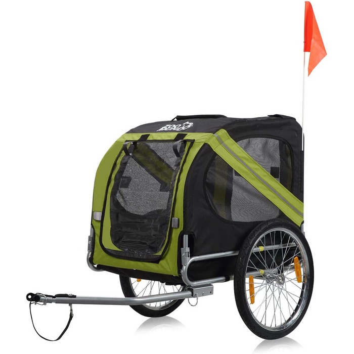 Причіп для велосипеда Zoomundo для собак, червоно-чорний, з металевим каркасом (зелений)