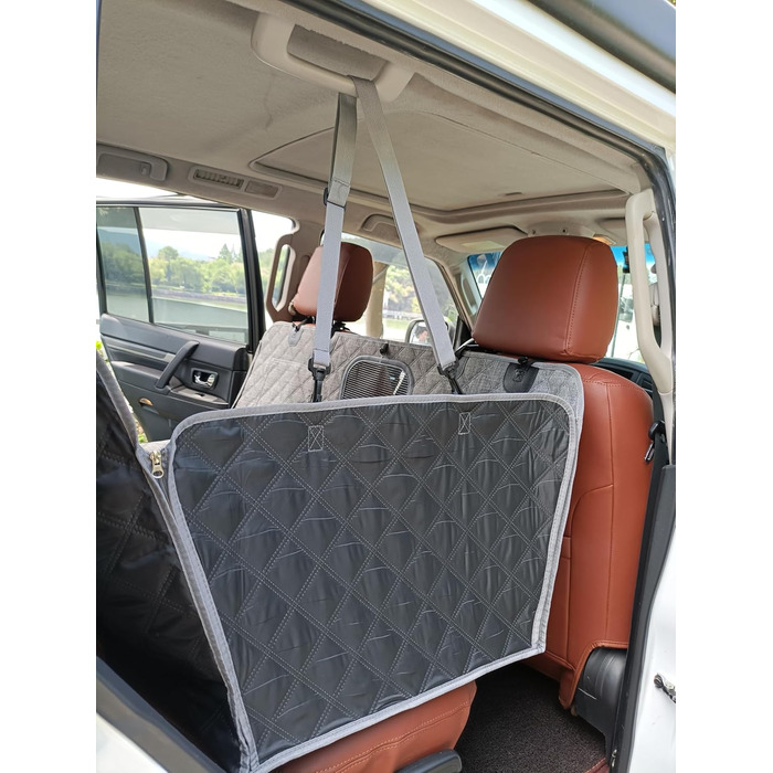 Автоматик для собак у машину 137x147 см, захист для заднього сидіння з кріпленням для ременя безпеки, водовідштовхуючий, стійкий до подряпин, сірий