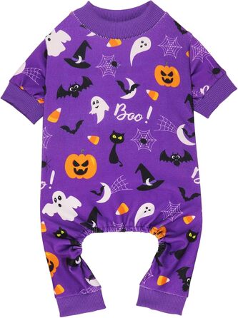 Піжама для собак на Різдво, Сніговик, одяг для собак, костюми для собак, піжама для собак, еластична, веселі костюми для собак, набір для собак, піжама для собак середнього розміру (M) (Великий, фіолетовий, на Хелловін)