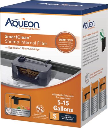 Внутрішній фільтр Aqueon QuietFlow з технологією SmartClean для креветок, малий