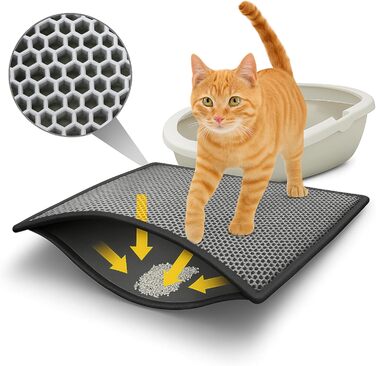 Килимок під лоток для котів BYPET, 58 см, круглий, вологостійкий, з дизайном 