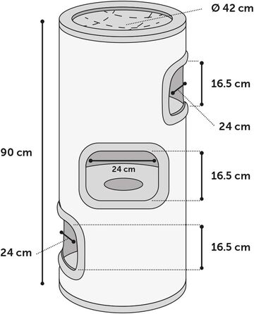 Драбина для котів Flamingo Enes S – Сіра, 56 см, Ø 42 см – Сизаль та плюш