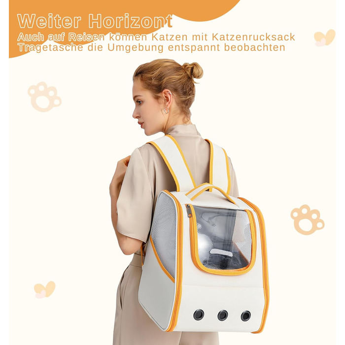 Рюкзак для кота/собаки Dogat, складаний, для перевезення тварин, помаранчевий+білий