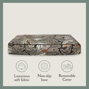 Матрац для собак Rosewood x Morris & Co. великого розміру, бордовий колір, товсто стертий, з неслизьким дном, пральний, з принтом William Morris (Acanthus, L)