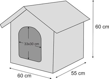 Будинок-ліжко для собак і котів PillowPrim XL 60x55 см, світло-сірий з графітом, м'яка лежанка, будиночок для тварин