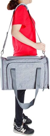 ABISTAB Транспортна переноска для собак і котів, розкладний бокс для авто та авіаперельотів, Maxi 72см, з двостороннім відкриванням та довгим плечовим ременем