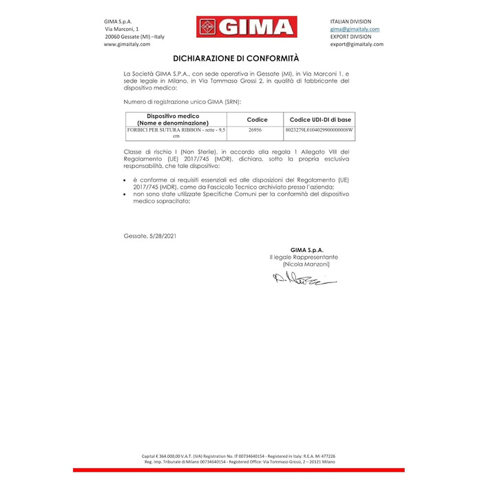 Ножиці для тканини Gima, 9.5 см, нержавіюча сталь