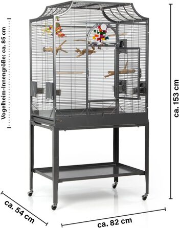Преміальна клітка для папуг Montana Cages Madeira II, антик, з антипригарним покриттям, 82x54x153 см, 4 металеві годівниці, зоною для посадки та майданчиком для відпочинку