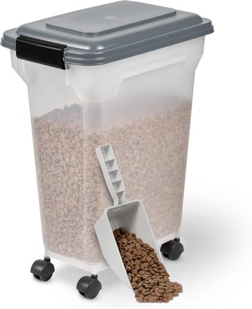 Контейнер для корму Iris Ohyama для собак та котів, 20л, сірий, герметичний, з міркою, BPA-free