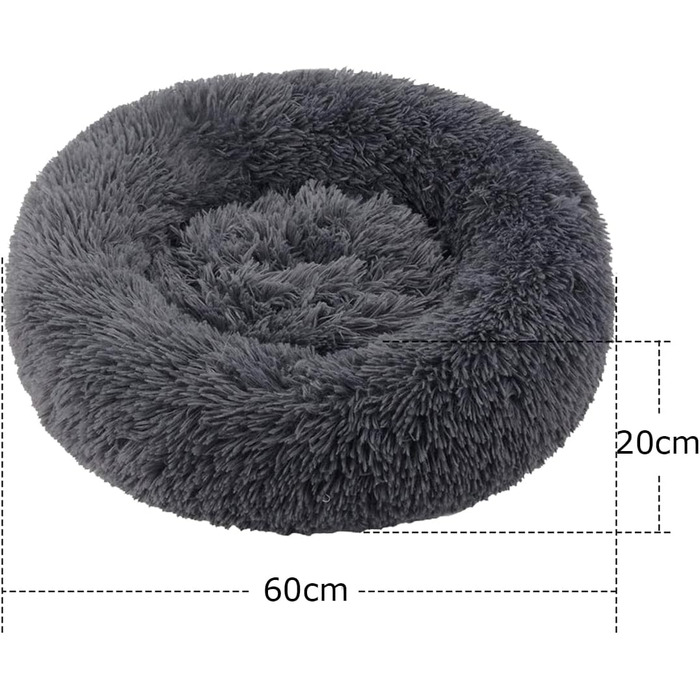 М'яке ліжко для котів та собак: кругленьке, миється, 70см та 60см (білий, сірий)
