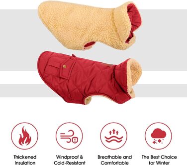 Зимовий теплий одяг для собак: куртка з флісу, підходить для чихуахуа, такс, червона, розмір S