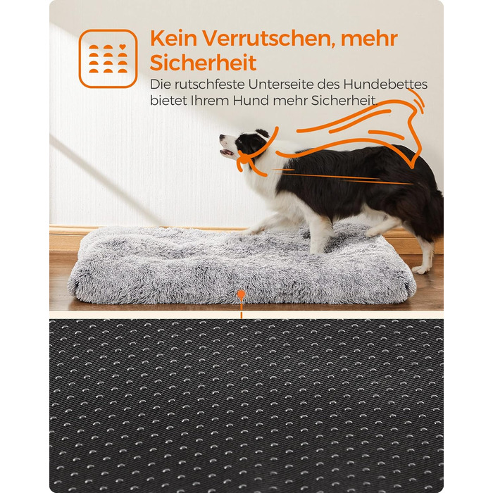 Ліжко для собак Feandrea, м'яка подушка, пухнасте покриття, 110 x 73 см, м'яка підкладка, можна прати, багатофункціональне, Ombré-Сірий PGW203G01 L 110 x B 73 x H 10 см