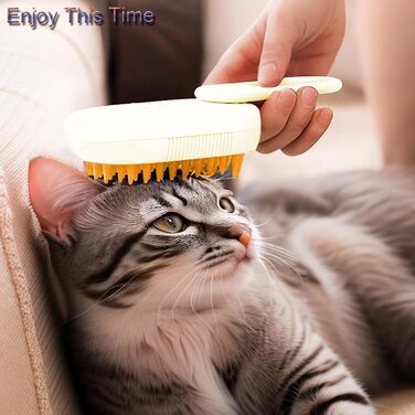 Парова щітка для котів Katzen від бренду Katzen, для довгошерстих котів, з функцією масажу та розпилення води, 360° поворотний насадка (біла)