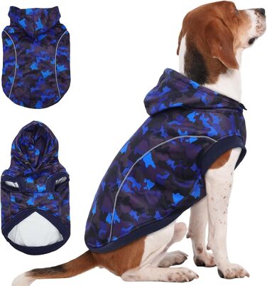 Теплий зимовий пуловер для собак IECOii з отвором для повідка та світловідбиваючими смугами (XL, Синій)