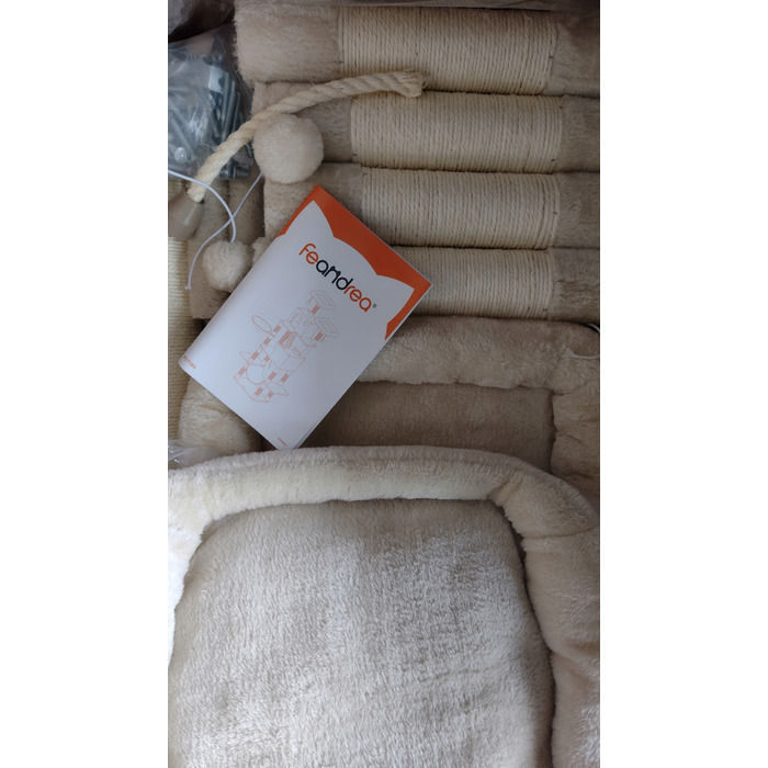 Високий когтеточка-комплекс Feandrea бежевий, 206 см, для великих кішок XXL з гамаком та лежаком