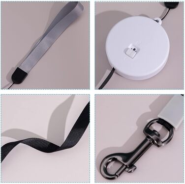 Рулетка для собак MiOYOOW, 3 м, автоматична, з відбиваючим тросом, для маленьких собак і котів, біла