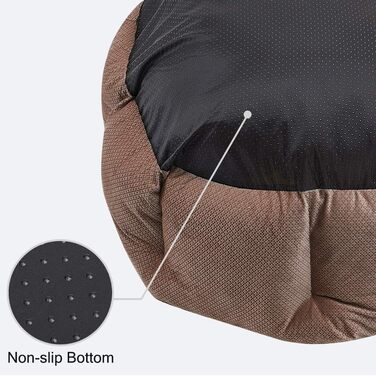 Кругле ліжко для котів та маленьких собак, зручне, з антиковзким покриттям Twill, коричневе, машинне прання