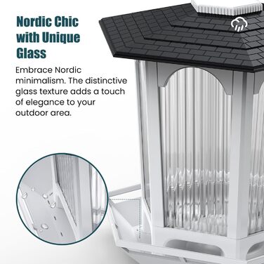 Підвісна годівниця для птахів Solar-Vogelfutterstation, для зовні, для кардиналів та диких птахів, унікальний подарунок для спостереження за птахами, білий, велика упаковка