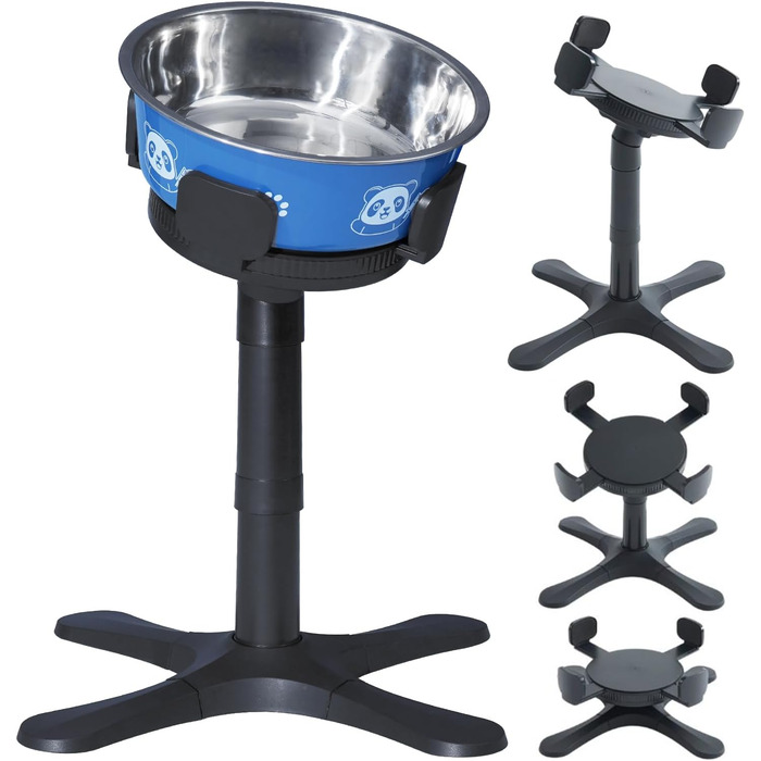 Підвищений годівниця для собак DOUDING: підставка з нержавіючої сталі, регульована висота та нахил, антиковзаюча, для малих, середніх та великих собак
