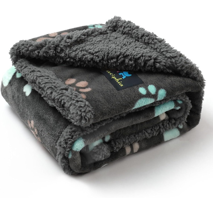 Водонепроникний килимок для собак Luciphia, плюшевий, з флісу, для дому та вулиці, захисний для дивану, ліжка, автокрісла, меблів, сірий, розмір L (145 x 165 см)