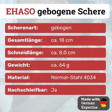 Ножиці для собак EHASO, 18 см, нержавіюча сталь, матові