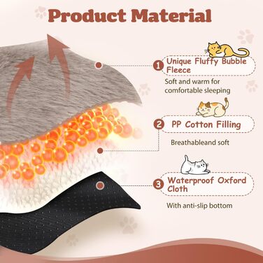 Ліжко для котів Nobleza, м'яке та пухнасте, 50 x 40 см, коричневе. Також підходить для маленьких собак. Легко миється, не слизьке.