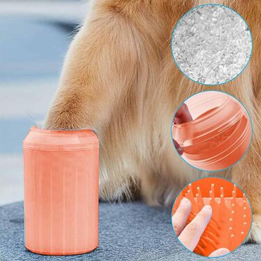 Очищувач лап для собак, портативний для прогулянок, силіконові щітки, Ø5/6/7 см, видаляє бруд (зелений, L)