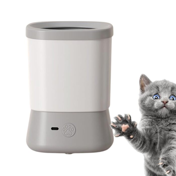 Портативний мийка для лап собак - 2 швидкості, захист від бризок, аксесуар для купання, підходить для собак будь-якого розміру (сірий)