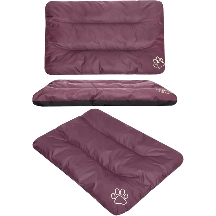 Лежанка для собак ECO: велика, середнього та маленького розміру, 90x60x8 см, Бордовий. Зносостійке, м'яке, для дому та вулиці