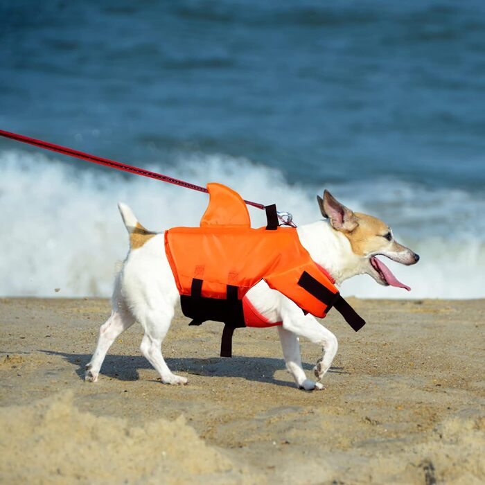 Жилет для плавання для собак, дизайн 'Акула', Darryy, Оранжевий, Розмір S