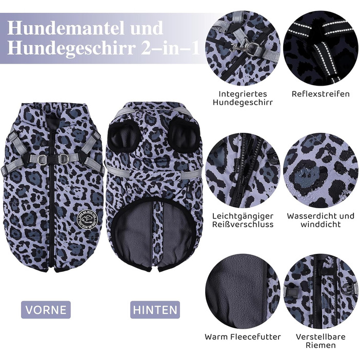 Теплий зимовий одяг для собак Savlot: куртка з флісу, водонепроникна, для холодної погоди, S, сіра