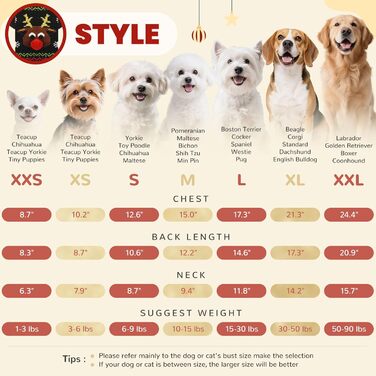 Пуловер для собак у стилі вінтаж, чорний олень, для дрібних, середніх та великих собак (XX-Large)