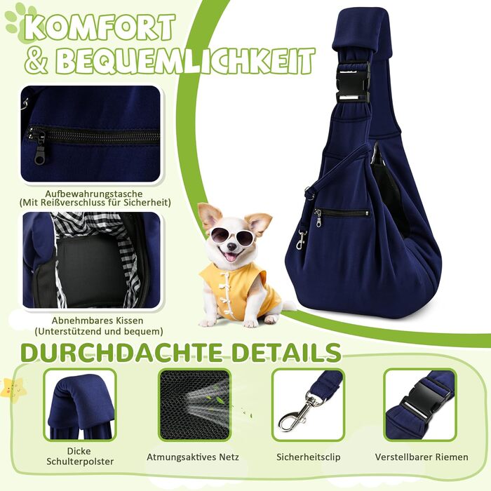 Трансформер для собак та котів ALLSOPETS, переноска для тварин, дихаюча, з безпечною повідком, для подорожей та до ветеринара (Оливковий, Темно-синій)