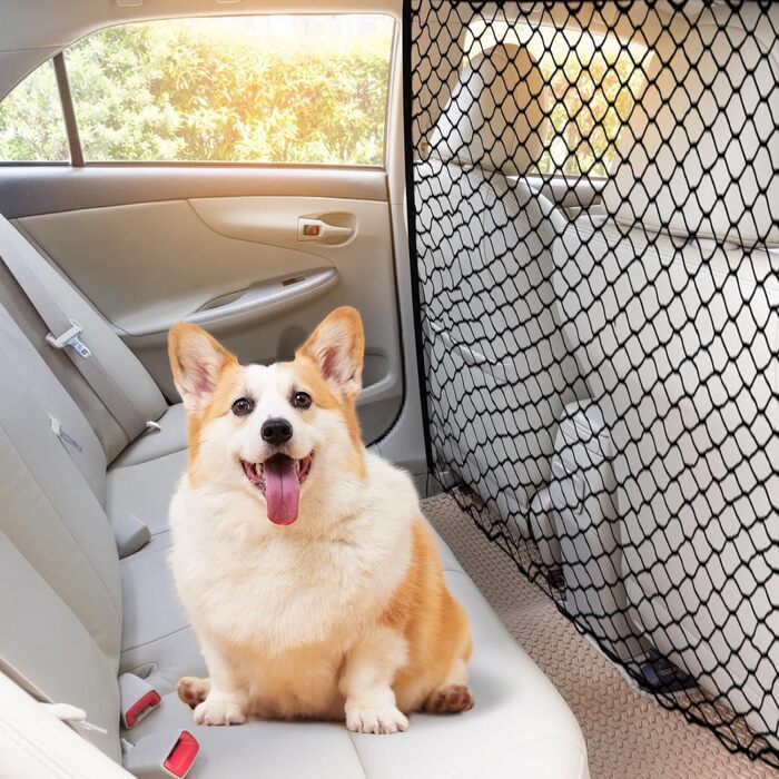 Сітка захисту для автомобіля, 120x90 см: бар'єр для собак, захист заднього сидіння, двошарова