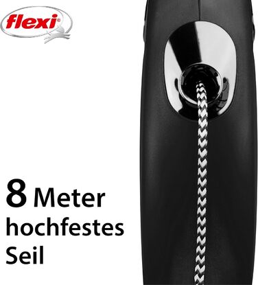 Flexi Classic L рулетка для собак до 50 кг (чорна, M: 8м (<20кг))