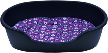 Корзина для собак Adena 58x38 см, антрацитова + подушка з сердечками, фіолетова L 58x38x20 см