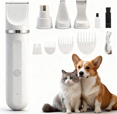 Набір для догляду за тваринами 4-в-1: машинка для стрижки собак та котів, триммер для лап, точилка для кігтів, машинка для стрижки шерсті | USB-C | для тіла, лап, очей, вух