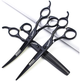 Набір професійних ножиць для стрижки волосся SHARONDS 6 та 7 дюймів (3 шт.) - ножиці для стрижки та витончення, 440C сталь, чорний колір