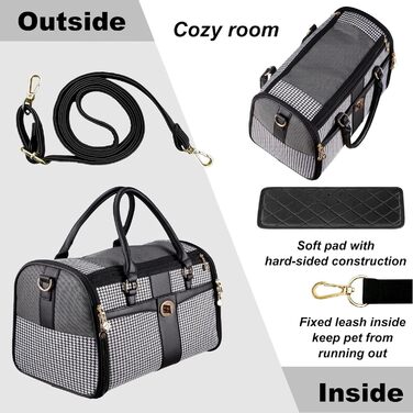 Сумка-переноска для собак NewEle Fashion, чорна, для маленьких собак до 4.5 кг, з великими кишенями, підходить для подорожей (авіакомпанії)