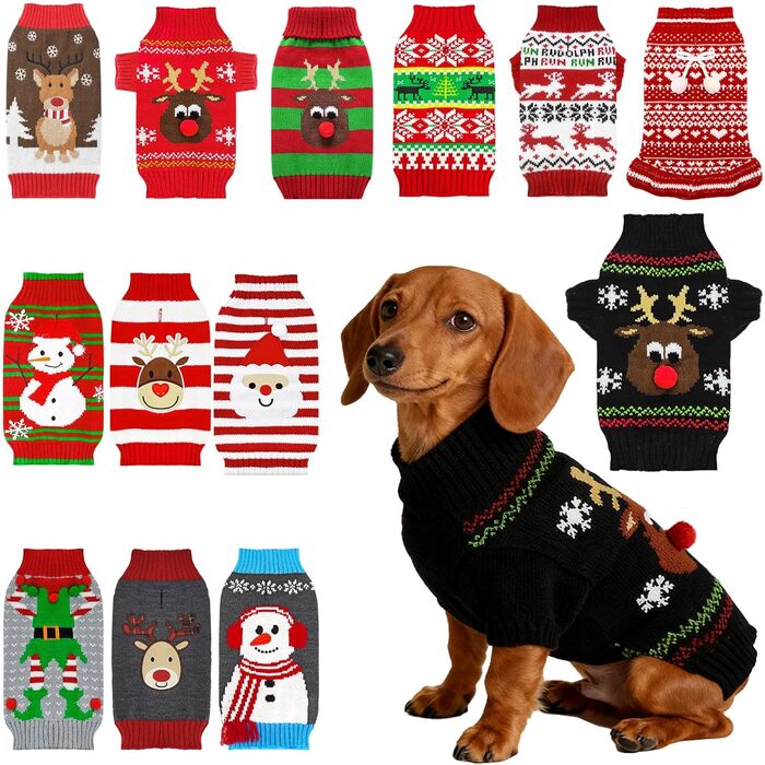 Пуловер для собак у стилі вінтаж, чорний олень, для дрібних, середніх та великих собак (XX-Large)