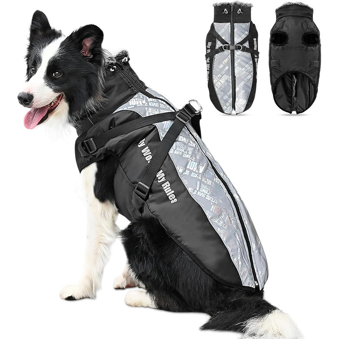 Водонепроникний теплий зимовий одяг для собак ALLSOPETS: куртка з відбиваючими смугами, тепла жилетка для холодної погоди (білий, 5XL)