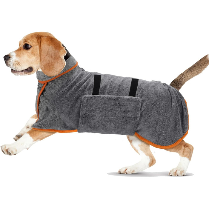 Рушник для собак великих порід, халат після купання з клямками, швидко поглинає воду, розмір S