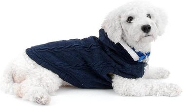Світер для собак SMALLLEE_LUCKY_STORE з капюшоном, теплий худі, куртка, верхній одяг для маленьких собак, блакитний, розмір M (Спина: 24 см, Груди: 37 см)