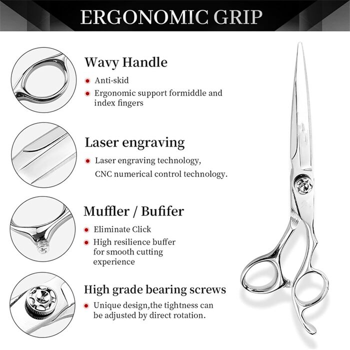Набір професійних ножиць для грумінгу собак 6 дюймів: прямі та розріджуючі ножиці з нержавіючої сталі 440