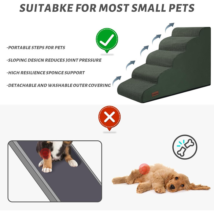 Сходинка для собак та котів Stufige - 5 сходинок, 22.2'H, зелений