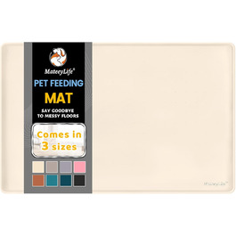 Силіконова підстилка для корму та води MateeyLife 61×40,6×1,5 см, бежева, водонепроникна, антиковзна, з бортиками для собак і котів