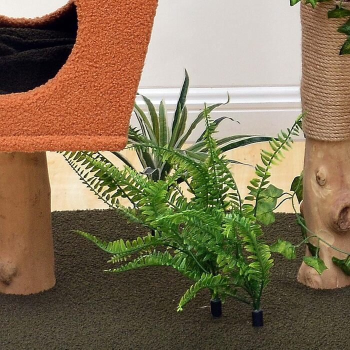 Котячий будиночок та кігтеточка Fudajo з декором у вигляді лап, 154 см: будиночок, стійка, іграшки для котів