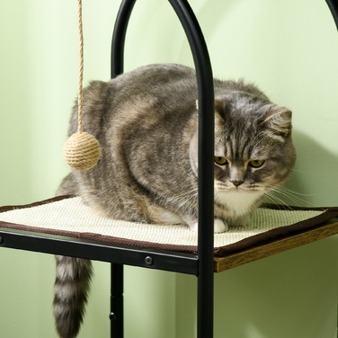 PawHut Cat Tree 1185 см Cat Tree з печерним ліжком і килимком для дряпання Play Ball Tilt Protection для кішок до 5 кг Сільський коричневий